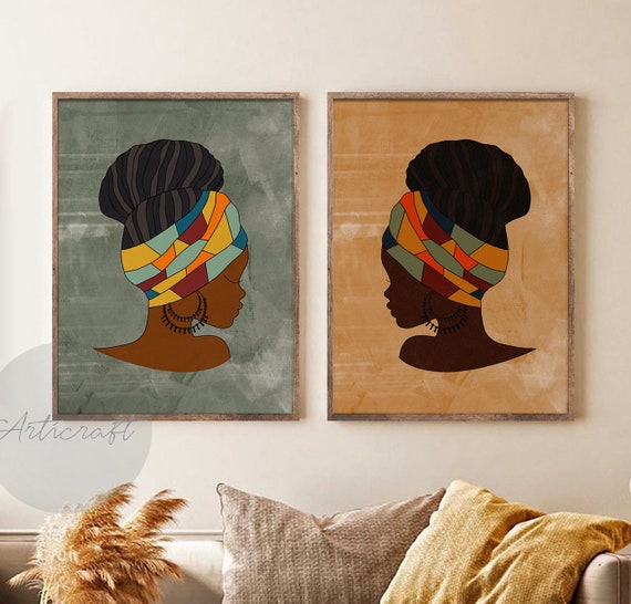 Black Woman Art Set of 2 African Gallery Print Afro Art Set - Etsy