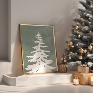 Christmas Tree Print, Christmas Wall Art, Scandi Christmas Prints, Sage ...
