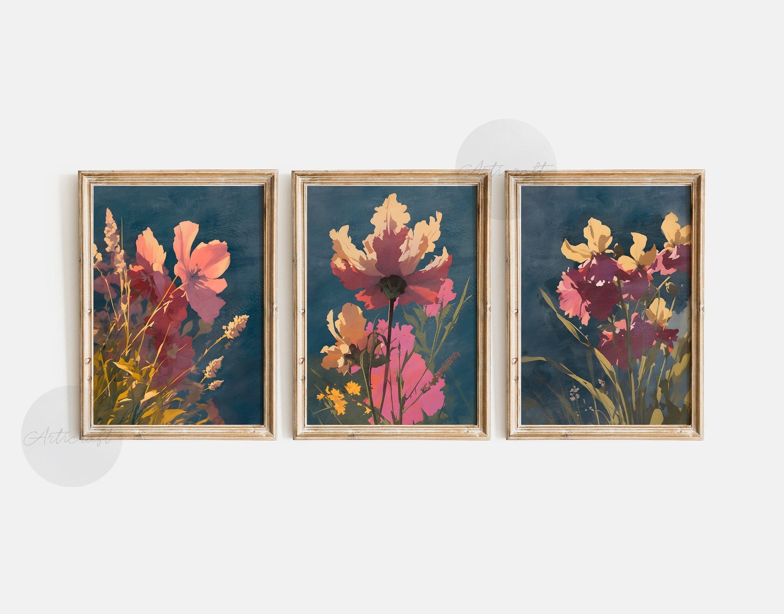 Botanical Printable Set of 3, Boho Abstract Floral Wall Art, Home Decor ...