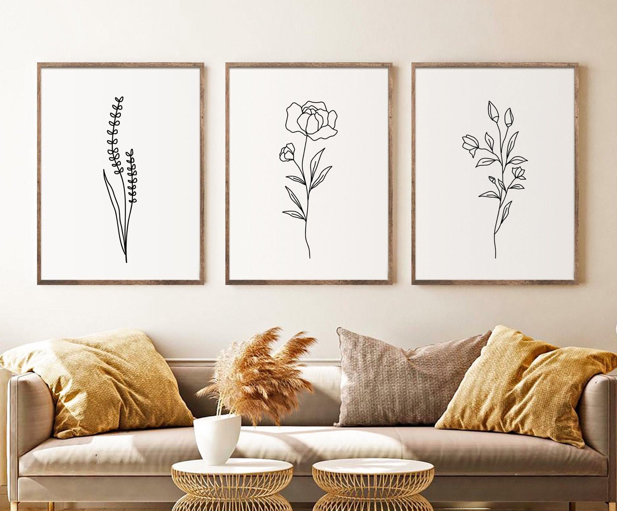 minimal-line-botanical-print-set-of-3-gallery-wall-art-line-flowers-printable-art-wild-flowers-art-floral-line-art-modern-home-decor-art-etsy