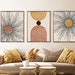 Mid Century Modern Geometric Sun Print Set of 3 Prints, Digital Abstract Sun Print, Geometric Line Wall Art Set, Terracotta Yellow black art