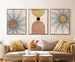 Mid Century Modern Geometric Sun Print Set of 3 Prints, Digital Abstract Sun Print, Geometric Line Wall Art Set, Terracotta Yellow black art 