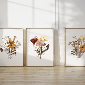 Watercolor Botanical Print Set of 3, Floral Printable Art, Gallery Wall ...