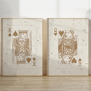 King and Queen Playing Cards Wall Art Set of 2 Prints, Digital Preppy ...