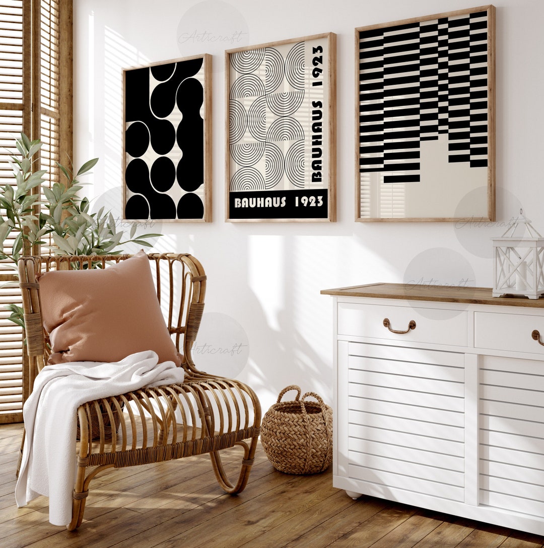 Bauhaus Print Set of 3, Mid Century Modern Art, Printable Geometric Art ...