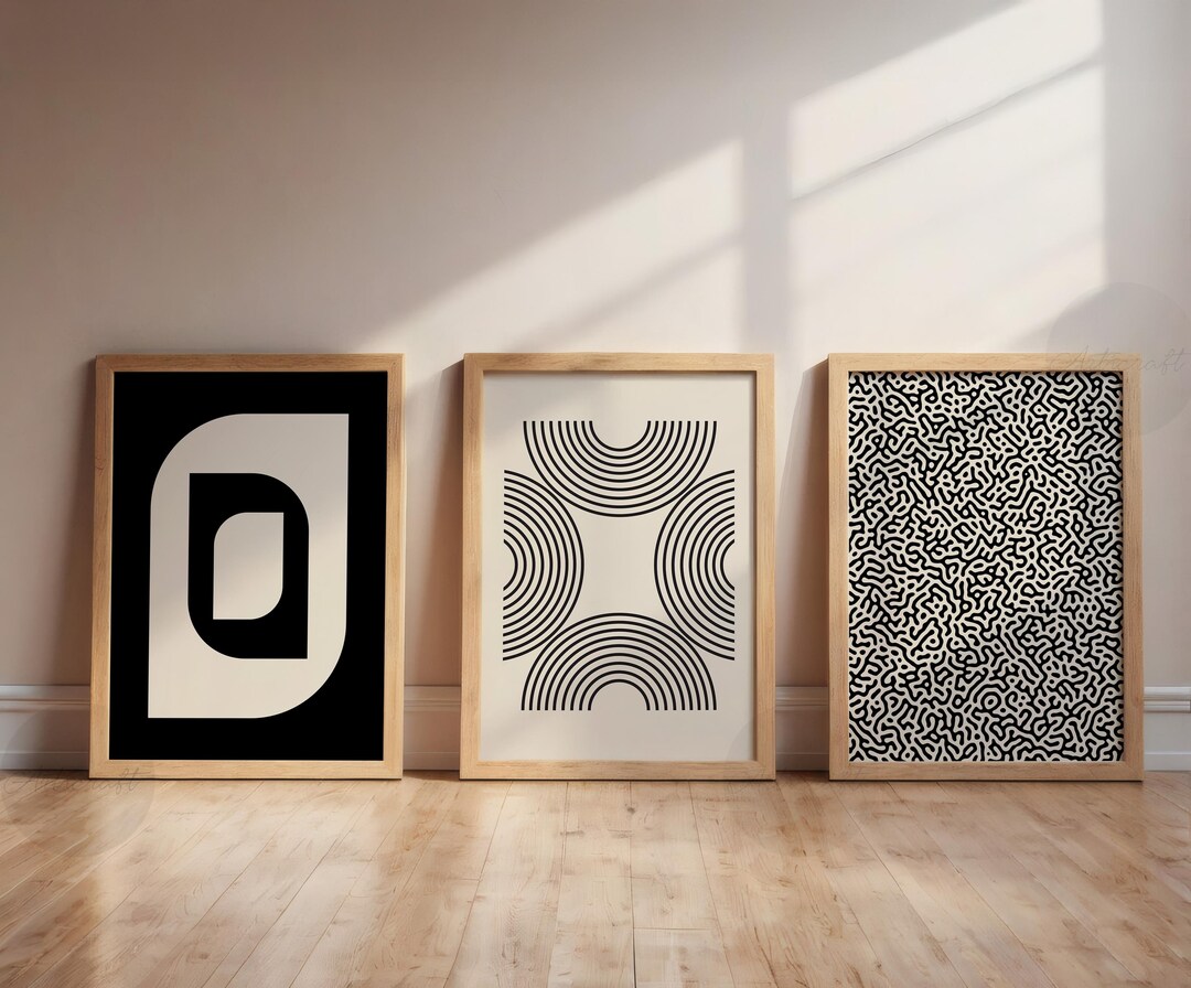 Midcentury Modern Print Set of 3, Bauhaus Art, Printable Geometric Art ...