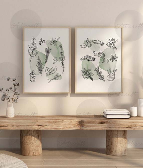 Herbs Kitchen Wall Decor Gallery Wall Art Set of 2 Prints Etsy