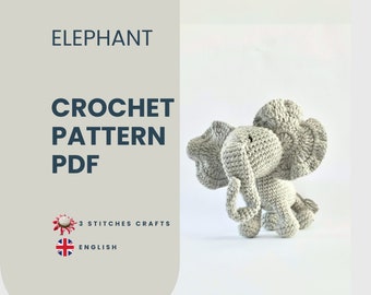 No Sew African Elephant Crochet Pattern. Amigurumi pattern. Digital file PDF download.