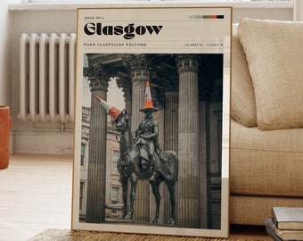 Glasgow Print, Travel Art, Scotland, Glasgow Poster, Vintage Wall Art, Kitchen, Living Room Decor, Gift For Her, Photograph Art