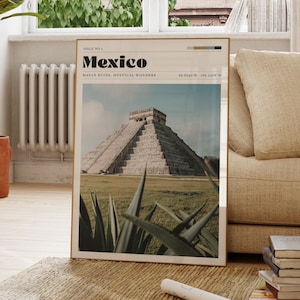 Mexico Art Print, Travel Poster, Gift For Her, Personalised Gift, Bedroom Decor, Cityscape, Unique Wall Art, Minimalist