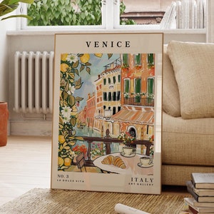 Venedig Reiseprint: Farbenfrohes Italienisches Frühstücks Motiv