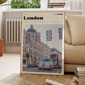 London Print, Travel Poster, Retro Art, England, London Photo Gift For Her, Living Room Decor, Personalised Gift, London Cityscape