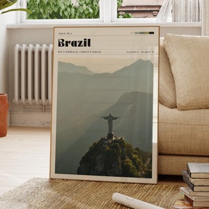 Brazil Print, South America, Travel Poster, Mountain Landscape Art, Gift For Friend, Bedroom, Kitchen, Living Room, Rio De Janeiro