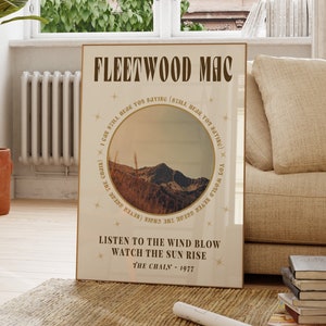 Fleetwood Mac The Chain Music Poster, 70's Wall Art, Retro Song Lyrics Print, Gift For Music Fan, Personalised, Band Art, Bar Decor