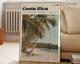 Costa Rica Poster, Beach Print, Tropical Wall Art, Vintage Photo Art, Gift For Her, Nature, Trees, Personalised Gift, Luxury