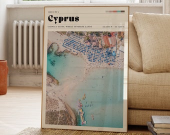 Cyprus Wall Print, Greece Poster, Beach Vibes, Mediterranean Decor, Tranquil Travel Poster, Retro Art, Photograph, Personalised Gift