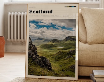 Scotland Print, Travel Poster, Landscape, Nature Wall Art, Highlands, Vintage, Kitchen, Living Room Decor, Gift For Her, Photograph