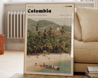 Columbia Print, Beach Tropical, South America, Travel Poster, Landscape Art, Gift For Friend, Bedroom, Kitchen, Living Room, Gallery Wall