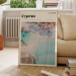 Cyprus Wall Print, Greece Poster, Beach Vibes, Mediterranean Decor, Tranquil Travel Poster, Retro Art, Photograph, Personalised Gift