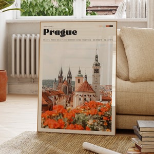 Prague Wall Print, Travel Poster, Vintage Art, Kitchen, Living Room Decor, Photograph, Gift For Her, Personalised, Cityscape