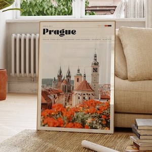 Prague Wall Print, Travel Poster, Vintage Art, Kitchen, Living Room Decor, Photograph, Gift For Her, Personalised, Cityscape