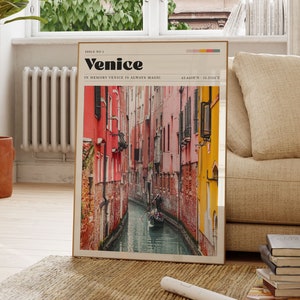 Venice Poster, Italy Wall Print, Colourful Wall Art, Travel Poster, Retro Art, Living Room Decor, Gift For Her, Personalised Gift