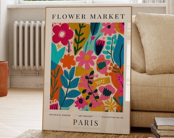 Paris Blumenmarkt Print, Abstrakte Pflanzen Kunst, Galerie Wandkunst, Modern, Floral Poster, Geschenk für Freund, Wohnzimmer, Schlafzimmer,
