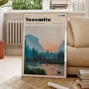Impresión del Parque Nacional de Yosemite, póster de pared de viaje, vintage, montaña, naturaleza, arte fotográfico, decoración relajante, regalo para un amigo, arte para el dormitorio