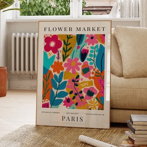 Paris Flower Market Print, Abstract Plant Art, Gallery Wall Art, Modern, Floral Poster, Gift For Friend, Living Room, Bedroom,