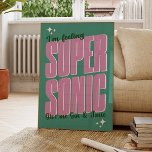 Affiche de musique supersonique Oasis, paroles vintage, musique des années 90, cadeau pour elle, art mural de chambre à coucher, gravures de musique audacieuses et colorées, populaire