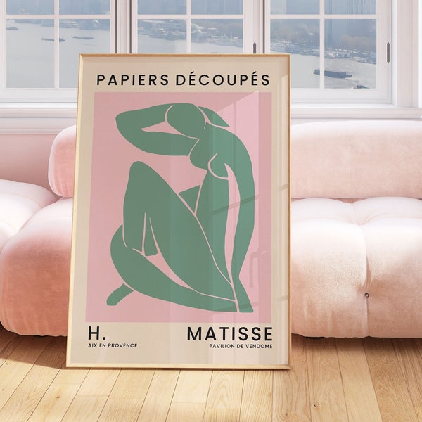 Henri Matisse Figur Druck, moderne kräftige Farben, rosa Wandkunst, Matisse Poster, Geschenk für Freund, Wohnzimmer, Schlafzimmer, Wandbehang