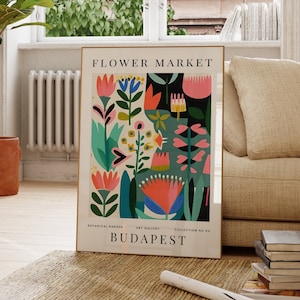 Budapest Flower Market Print: Abstract Floral Art Poster