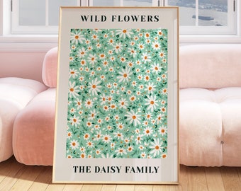 Daisy Plant Print, Botanical Wall Art, Boho Home Decor, Flower Prints | Living Room Wall Art | A5/A4/A3/A2/A1/5x7/4x6