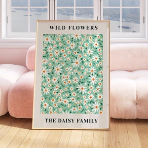 Daisy Plant Print, Botanical Wall Art, Boho Home Decor, Flower Prints | Living Room Wall Art | A5/A4/A3/A2/A1/5x7/4x6