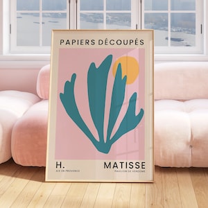Pink And Blue Henri Matisse Prints, Papier Decoupes, Matisse Wall Art, Modern, Modern, Abstract Posters, Gift For Friend, Living Room