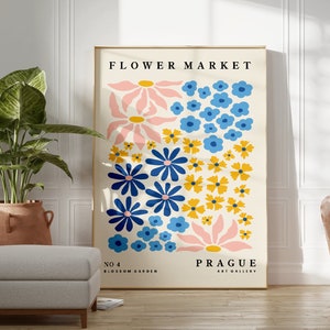 Flower Market Prague Print, Floral Wall Art, Colourful Plant Poster, Boho Home Decor, Flower Prints, Living Room