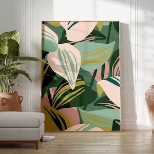 Abstract Leaf Print, Colorful Botanical Wall Art