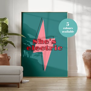 Oasis She's Electric Print, Music Poster, Song Lyrics, Music Gift, Pink Wall Art, Home Decor, Living Room/Bedroom/Kitchen