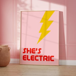 Oasis She's Electric Music Print Design | Wall Art | Home Decor | Living Room/ Bedroom/Kitchen Wall Art | A5/A4/A3/A2/A1/5x7/4x6 Music Print