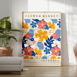 Flower Market, Colourful Prints, Boho Home Decor, Plant Wall Art, Flower Prints, Living Room, Istanbul, Floral Collection