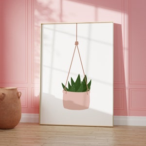 Hängende Kaktuspflanze | Blumen Wand Kunst | Boho | Wohnzimmer / Schlafzimmer / Küche Wandkunst | A5/A4/A3/A2/A1 | Botanische Kunst | Pflanzen Dekor