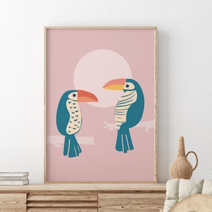 Two Birds And Sunset Print | Boho Home Decor, Animal Wall Art | Living Room/Kitchen Wall Art | A5/A4/A3/A2/A1/5x7/4x6