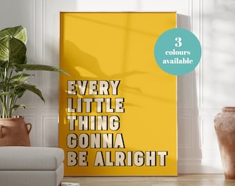 Bob Marley Yellow Song Lyric Print Design| Wall Art | Home Decor | Living Room/ Bedroom/Kitchen Wall Art | A5/A4/A3/A2/A1 | Music Poster