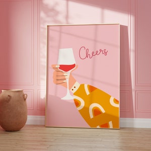 Drinks Colourful Print Design | Wine Print | Kitchen Print | Pink Wall Art | Gallery Wall | Living Room/Kitchen Wall Art | A5/A4/A3/A2/A1
