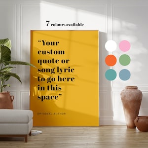 Custom Quote Print Design, Phrase or Song Lyrics, Special Gift, Present | Birthday Gift | Anniversary| Wedding Song |  Favourite Saying