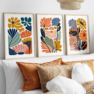 Conjunto de láminas florales de Matisse: Galería de arte botánico escandinavo de pared