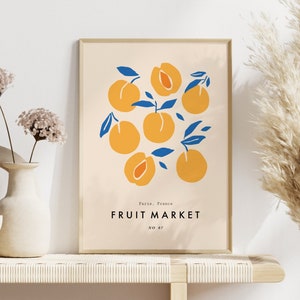 Peach Fruit Market Print, Boho Home Decor, Modern Wall Art, Peach Print, Kitchen, Living Room, A5/A4/A3/A2/A1/5x7/4x6