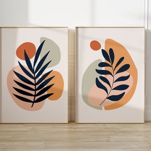 Impression de feuilles abstraites rehaussées de 2 | Art mural végétal | Impression numérique | Mur de la galerie | Salon/Art mural abstrait | A5/A4/A3/A2/A1/4x6/5x7