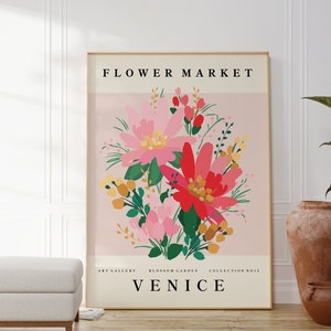 Flower Market Venice Poster, Colourful Print, Boho Home Decor, Plant Wall Art, Gift For Friend, Living Room, Bedroom