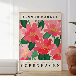 Flower Market Colourful Prints, Boho Home Decor, Plant Wall Art, Flower Prints, Living Room, Copenhagen